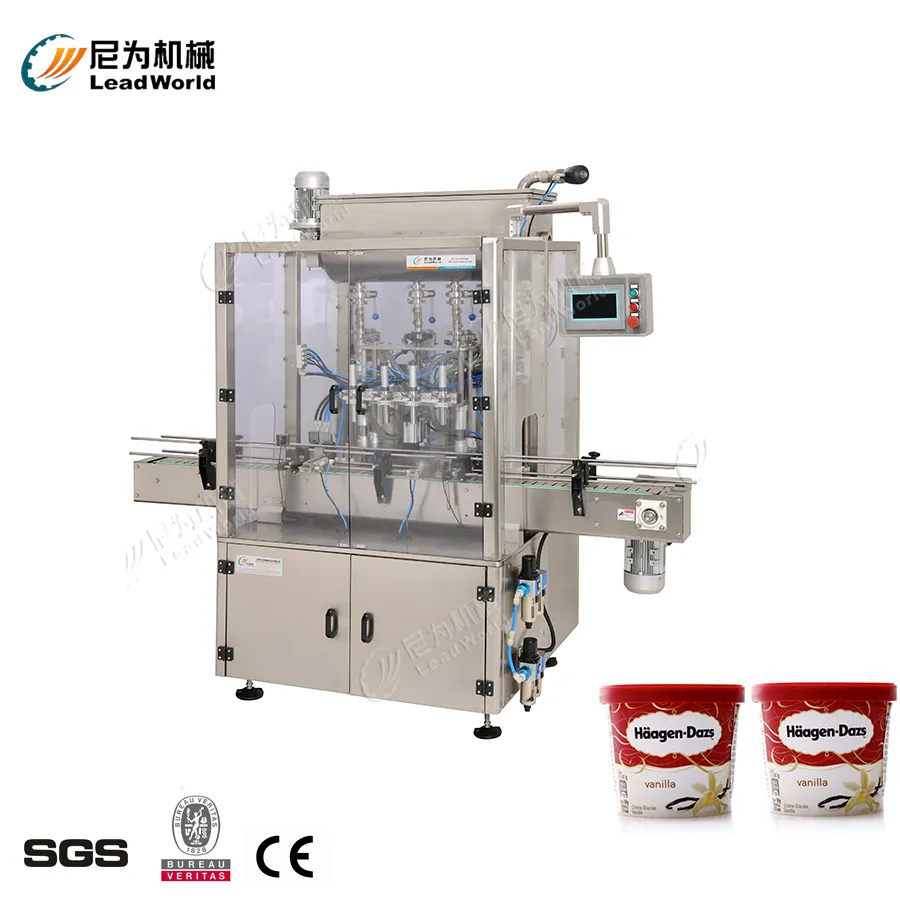 Auto 4/6/8/10/12 Heads Barrel Cup Filling and Sealing Machine for Ice Cream Automatic Liquid Filling Machine Production Line Packaging Machine