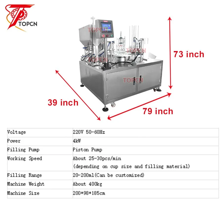 Automatic Liquid Honey Chocolate Paste Hot Sauce Yogurt Cup Butter Thermoforming Filling and Sealing Machine