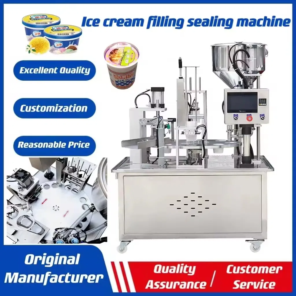 Custom Factory Price Automatic Ice Cream Cup Filling Machine and Yogurt Water Cup Filling and Sealing Capping Machine