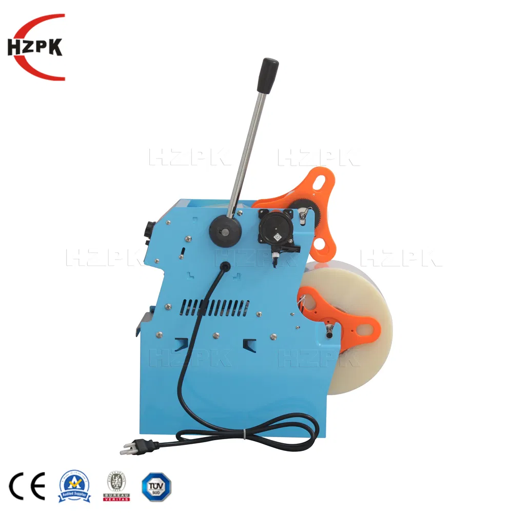 Hzpk Hot Sale Bubble Tea Cup Sealer Machine Heat Sealing Semi Automatic