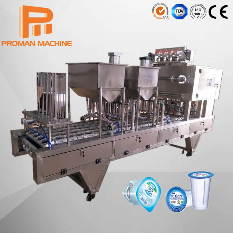 Made in China PLC Automatic Cup Water Liquid Filling Sealing Machines with UV Sterilization and Auto Date Printing for Jellies, Rice Pudding and Other Puddings